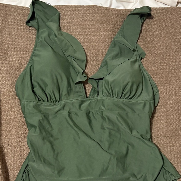 Cupshe Other - Cupshe Olive Green Ruffle One-Piece Swimsuit